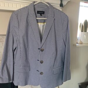 Talbots Navy and White Gingham Suit Jacket NWOT